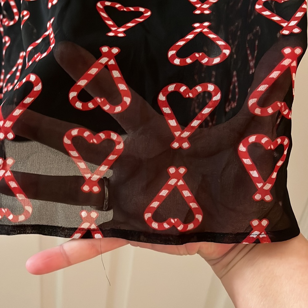 NWT MODCLOTH midi dress - semin sheer, fully lined, keyhole opening, candy cane - Picture 8 of 13